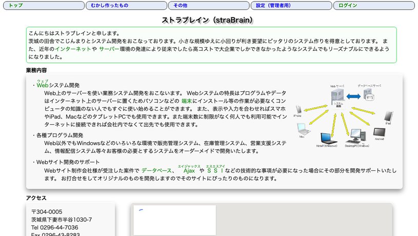合資会社ストラブレインのホームページ画面