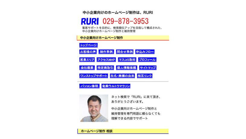 RURI株式会社のホームページ画面